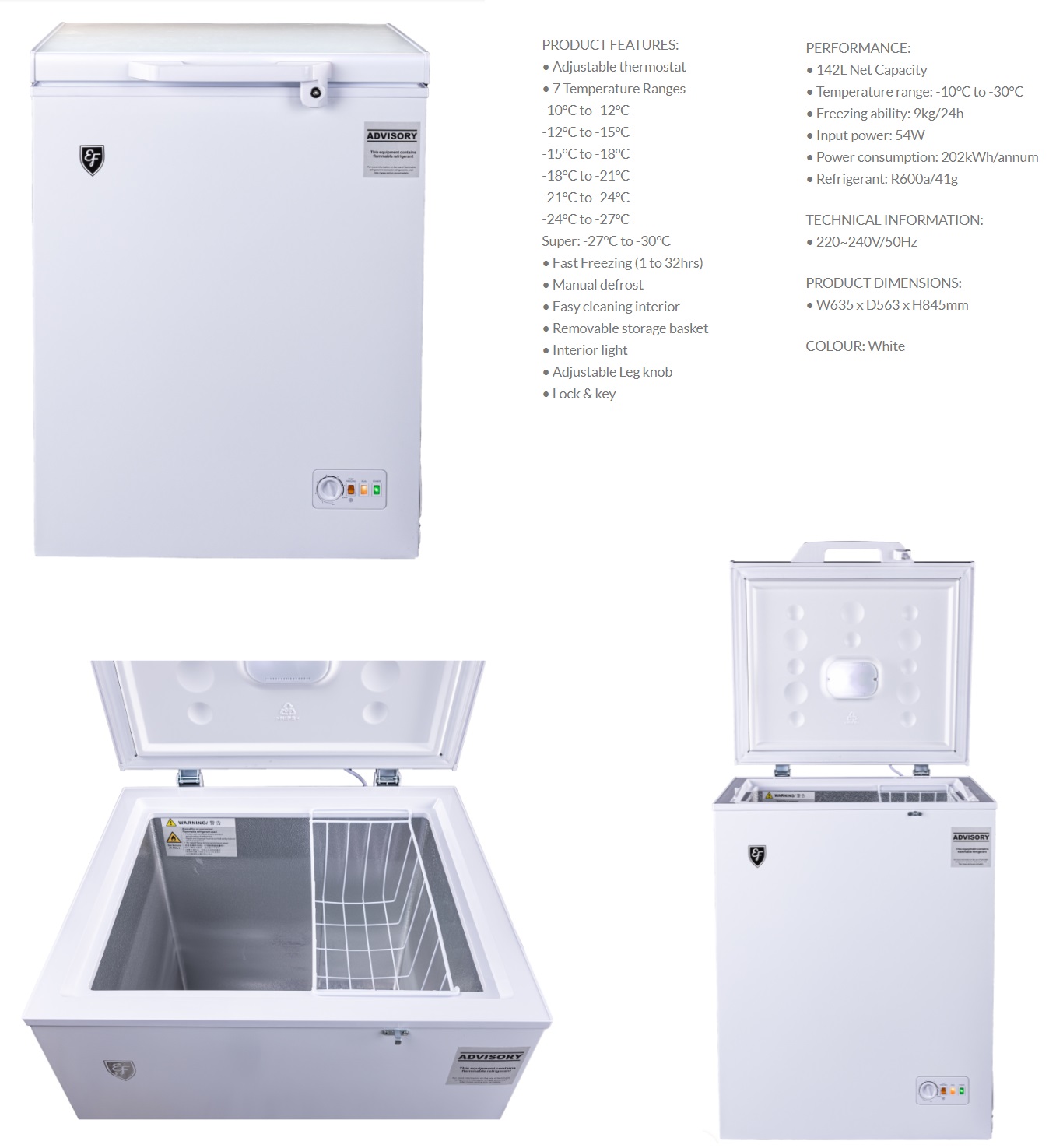 EF Chest Freezer EFCF 170W SW