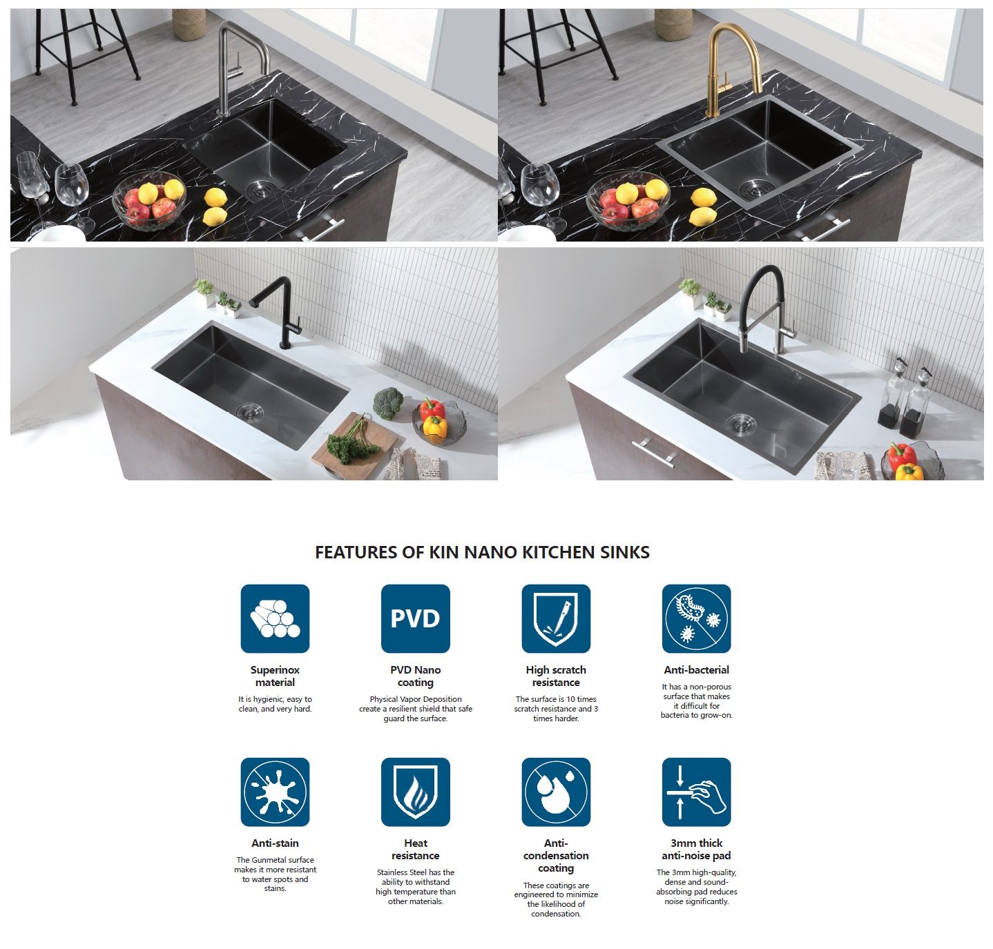 RUBINE Stainless Steel Nano Kitchen Sink - KNX 810-48U-GM view 4