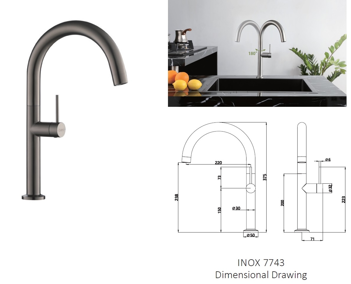 RUBINE Kitchen Sink Tap - INOX 7743-GM view 2