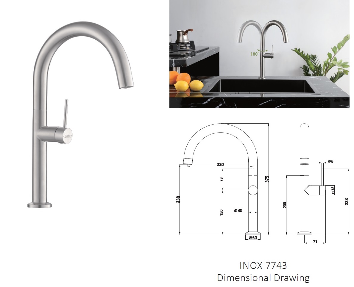 RUBINE Kitchen Sink Tap - INOX 7743-SS view 2