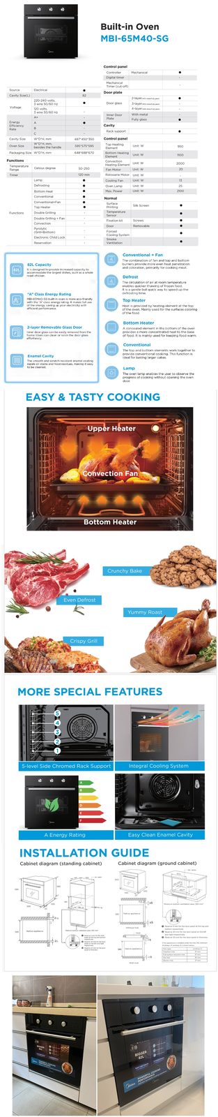 MIDEA Built-In Oven MBI-65M40-SG