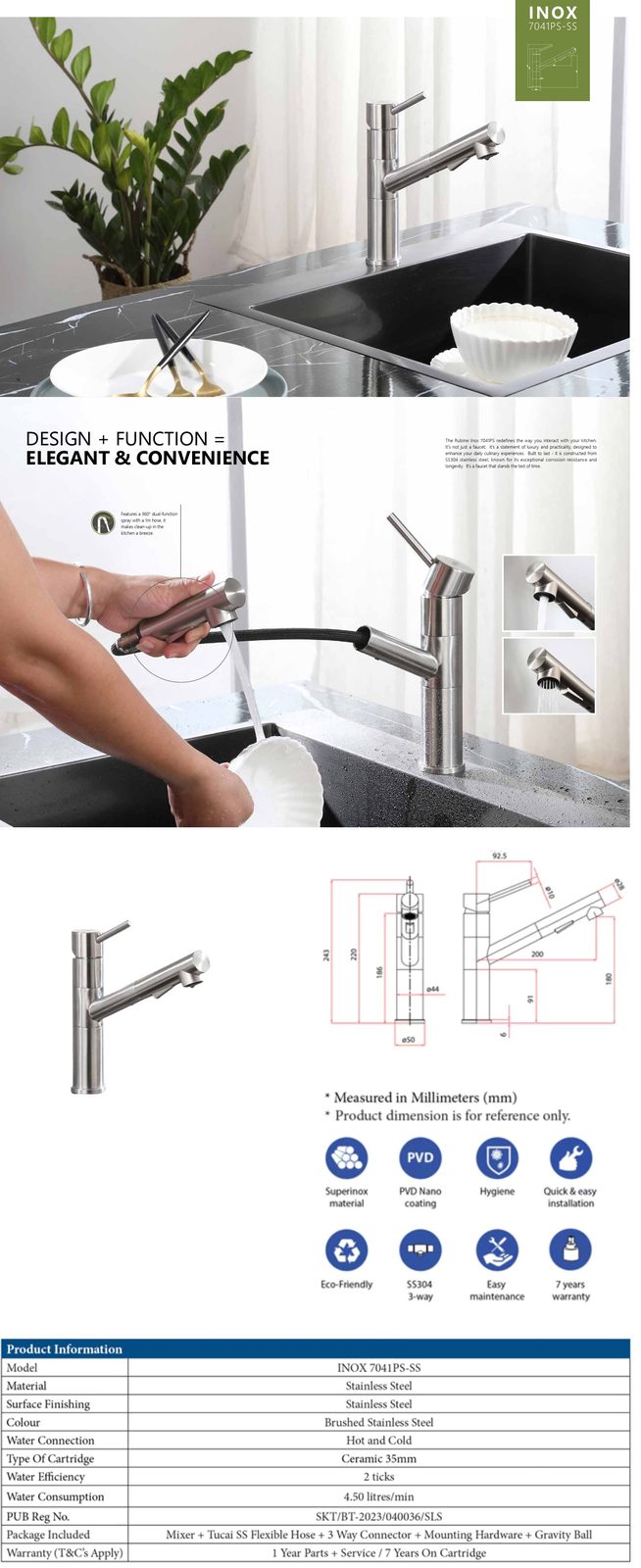 RUBINE Kitchen Sink Tap - INOX 7741PS-SS