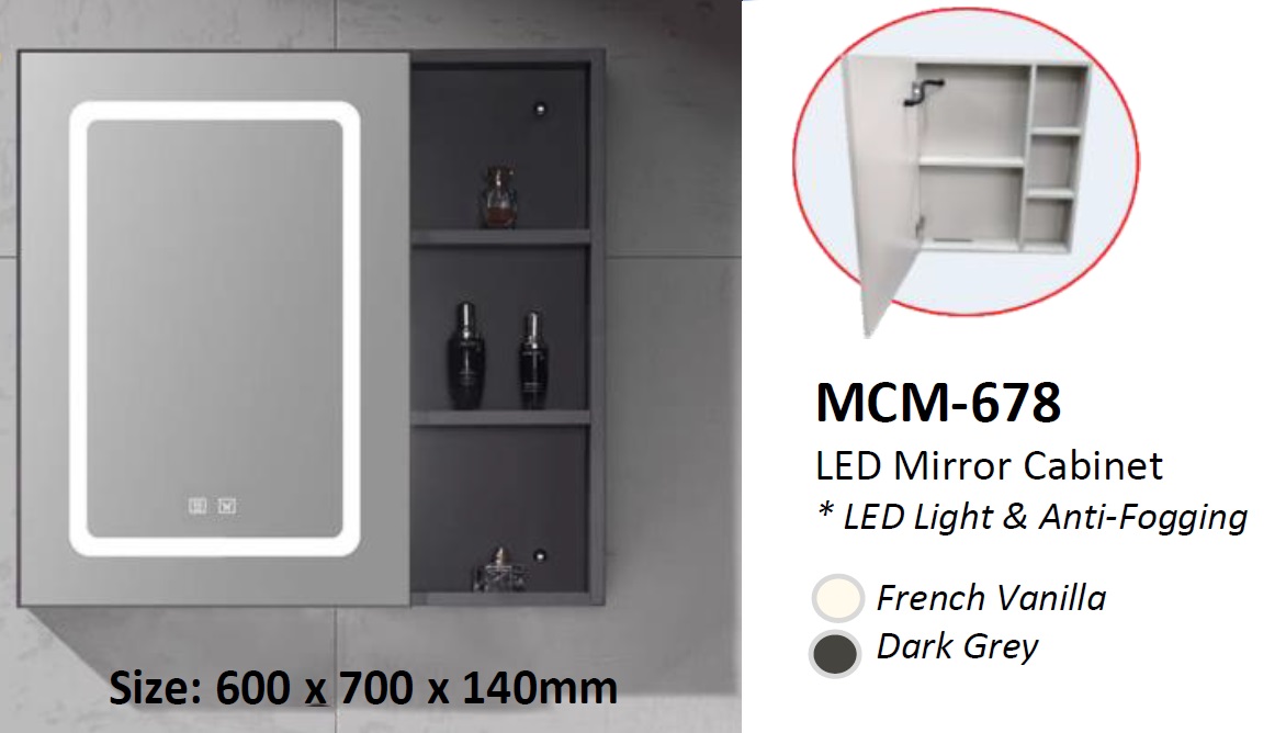 NOBEL Mirror Cabinet With LED Light MCM-678-LED