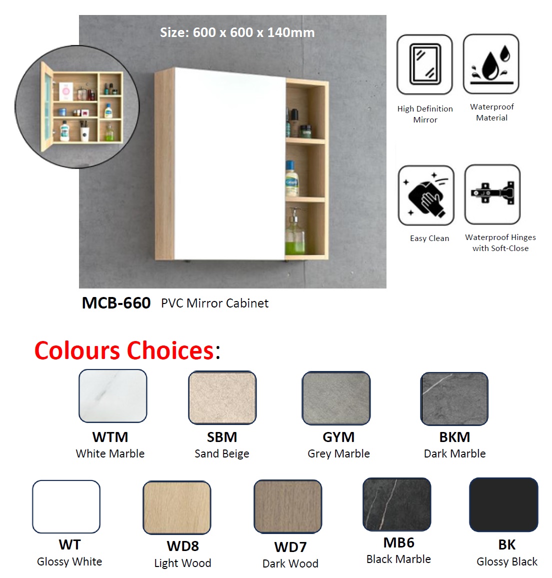NOBEL Bathroom Mirror Cabinet MCB-660