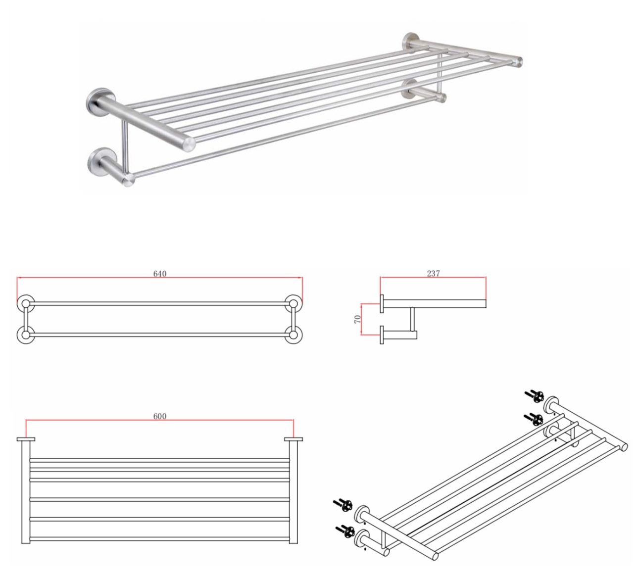 BOSHSINI Stainless Steel Towel Rack BS-02 S