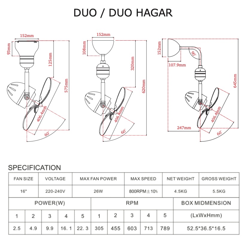 BESTAR DUO HAGA 16 Inch Corner Fan view 2