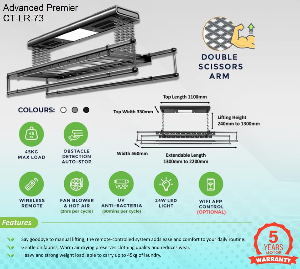 COSTA Automated Laundry Rack - Advanced Premier CT-LR-73