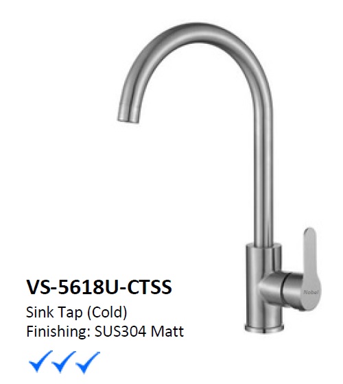 NOBEL Stainless Steel Kitchen Sink Cold Water Tap VS-5618U-CTSS