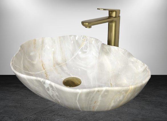 Counter Top Art Basin Bundle With Tall Mixer Tap C-7350 Bundle Gold Series view 2