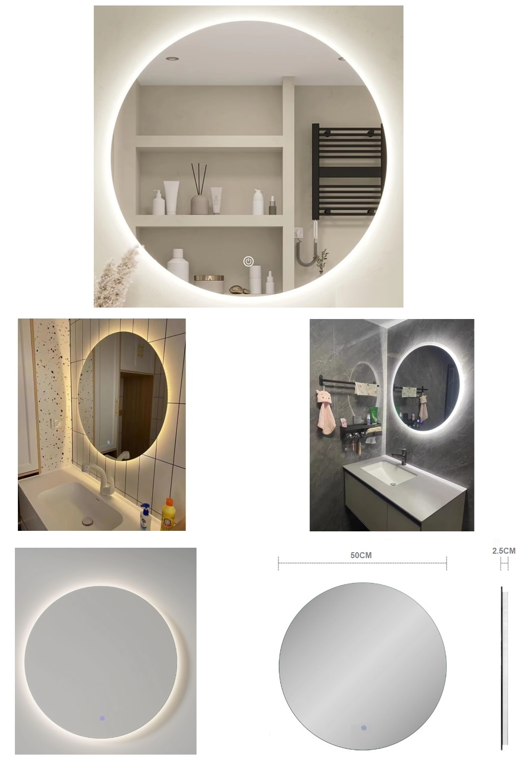 Round Wall Mirror With LED Light 2005050 LED