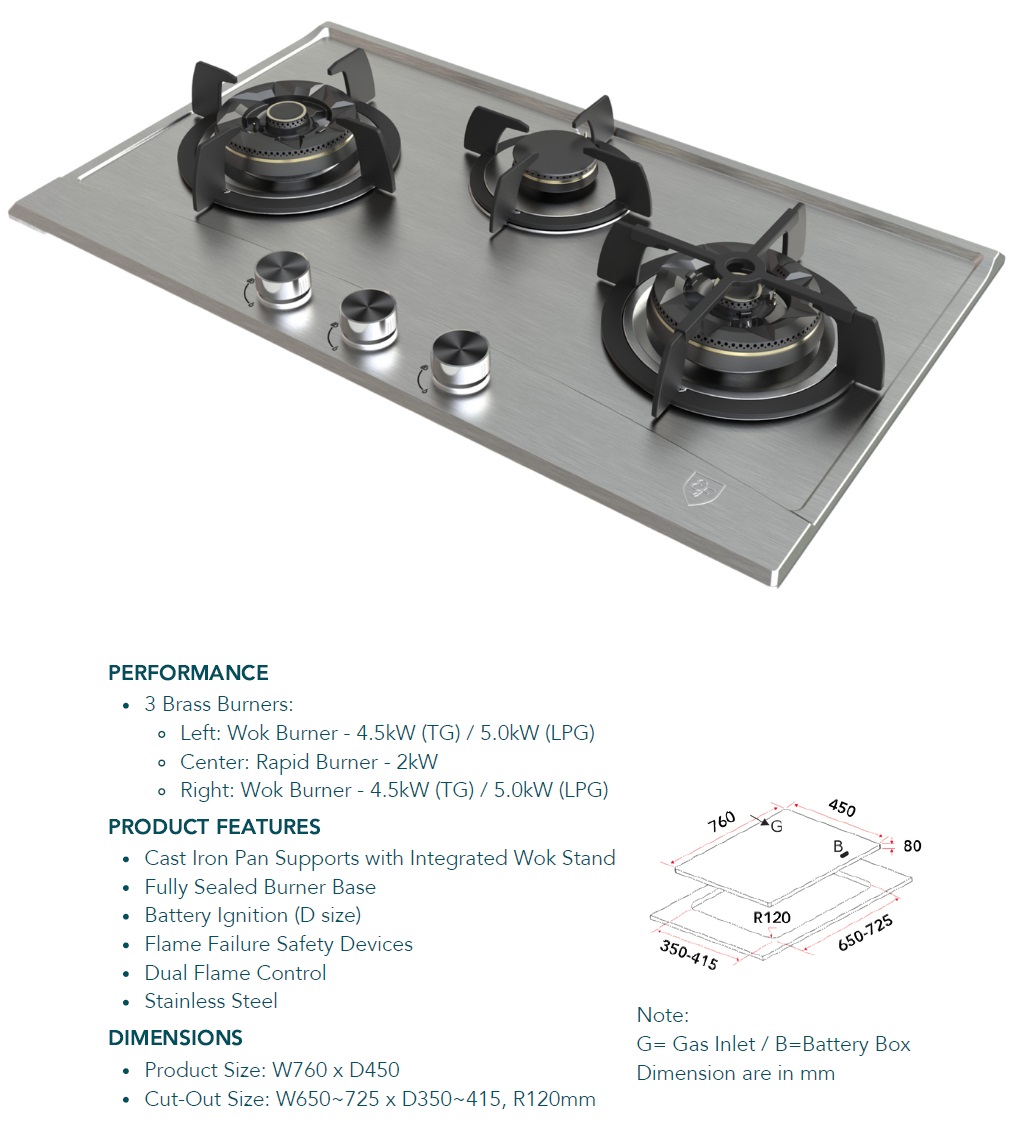 EF Stainless Steel Cooker Hob EFH 3768 WT VSB