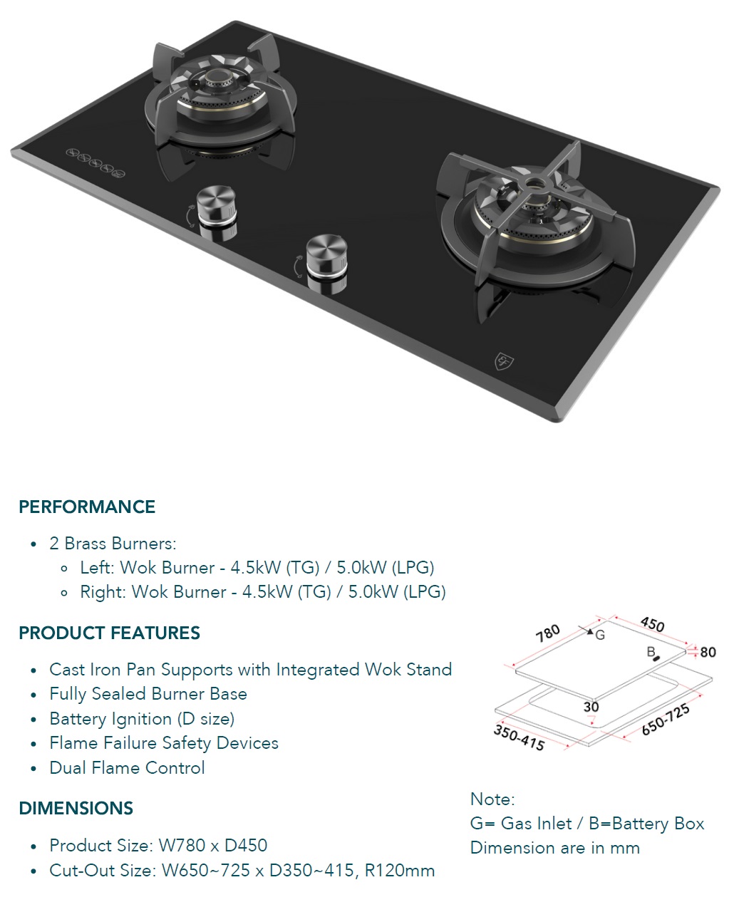 EF Glass Cooker Hob EFH 7627 WT VGB