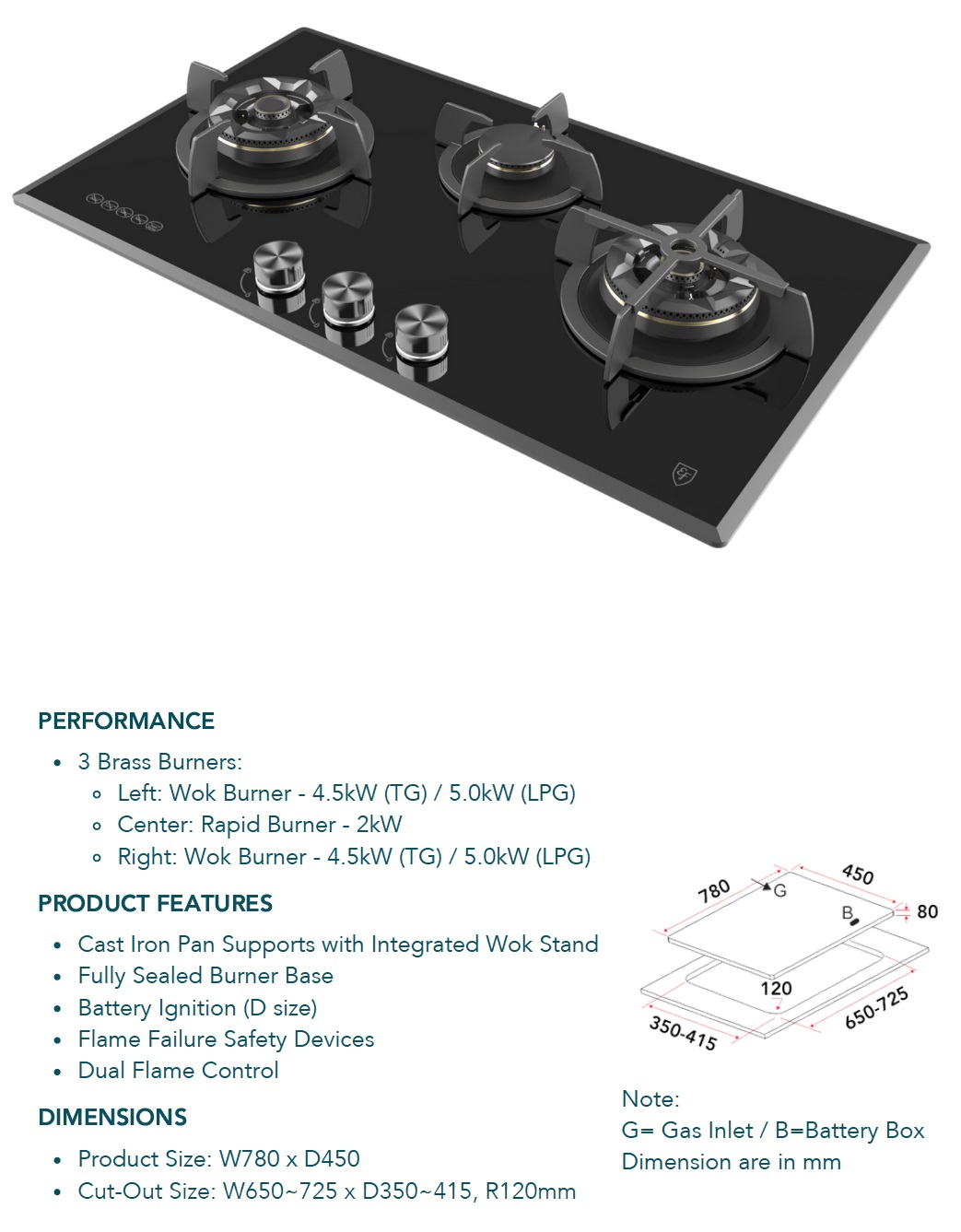 EF Glass Cooker Hob EFH 7636 WT VGB