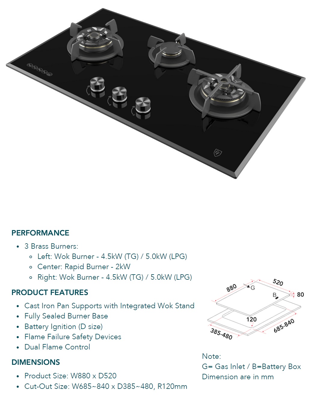 EF Glass Cooker Hob EFH 9734 WT VGB