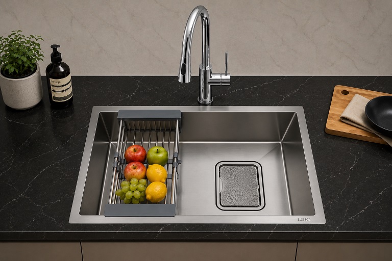 680mm Stainless Steel Kitchen Sink KS-6845LN SS view 2