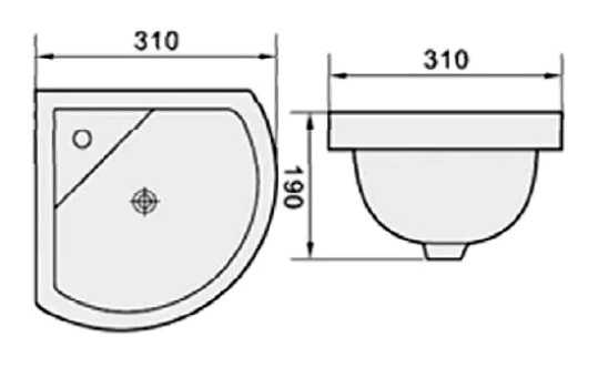 AALTO Small Corner Wash Basin 3001 view 2