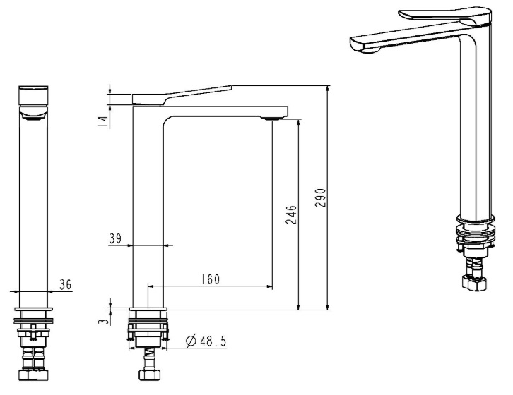 AALTO Tall Basin Cold Water Tap 1301ACGM view 2