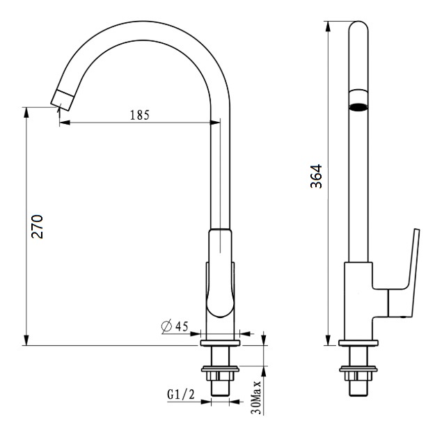 AALTO Kitchen Sink Cold Water Tap 8833GM view 2
