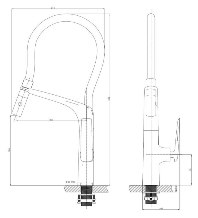 AALTO Kitchen Sink Mixer Tap 9099GM view 3