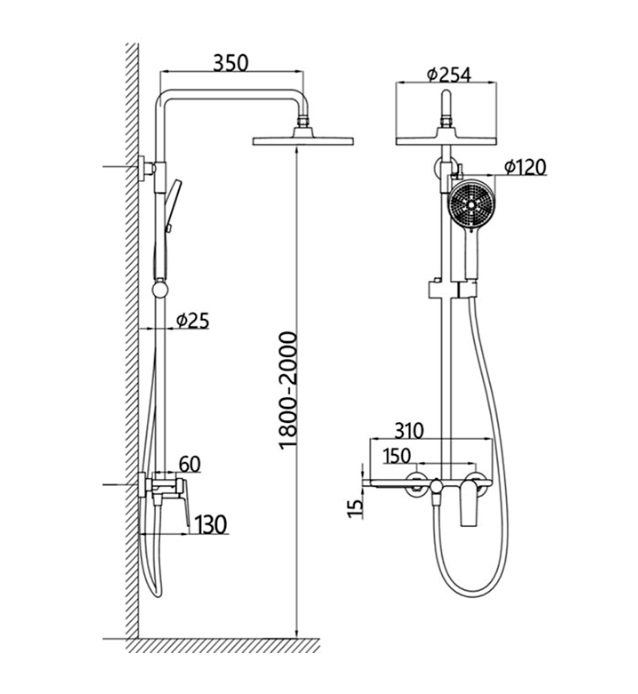 AALTO Rain Shower Set 700A-GM view 4