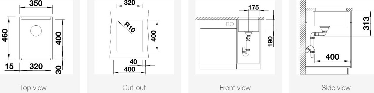 BLANCO SUBLINE 320-U Undermount Sink view 2