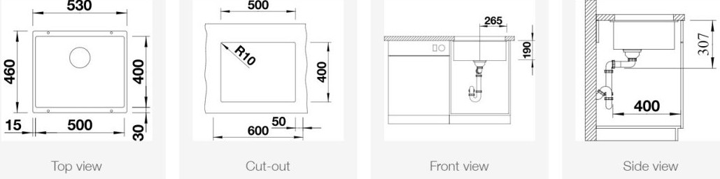 BLANCO SUBLINE 500-U Undermount Sink view 3