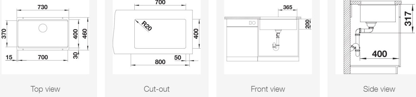 BLANCO ETAGON 700-U Undermount Kitchen Sink view 3