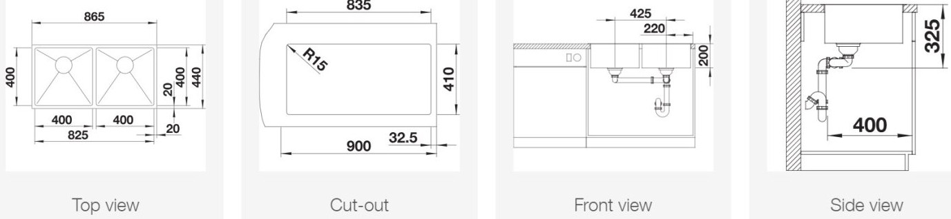 BLANCO Quatrus 400/400-IU Undermount Sink view 3
