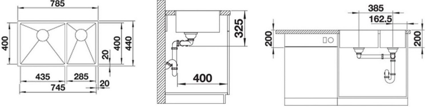 BLANCO Quatrus 435/285-IU (L) Undermount Sink view 3