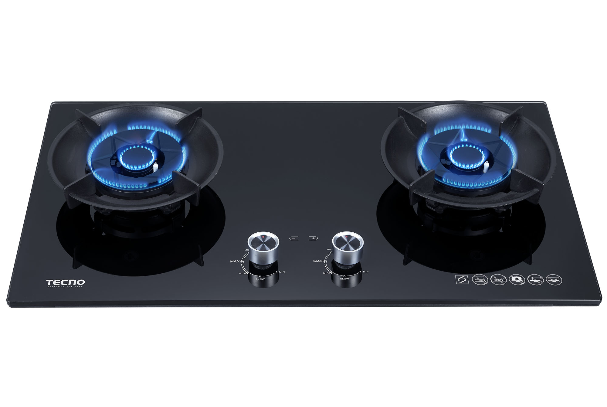 TECNO Glass Hob With Flip-Up Burners & Timer T 762FLIP-T view 2