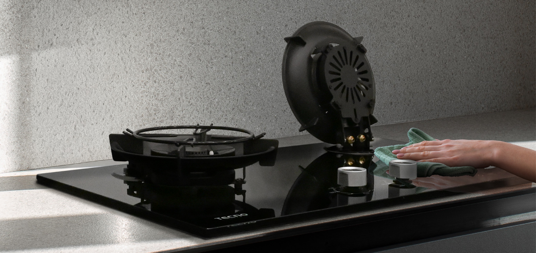 TECNO Glass Hob With Flip-Up Burners & Timer T 762FLIP-T view 4