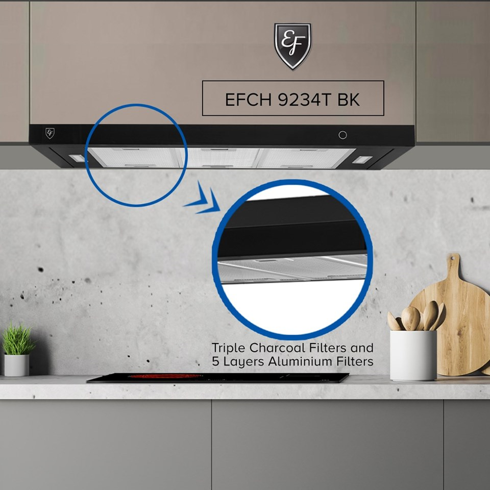 EF 90cm Cooker Hood EFCH-9234T-BK Matte Black view 6