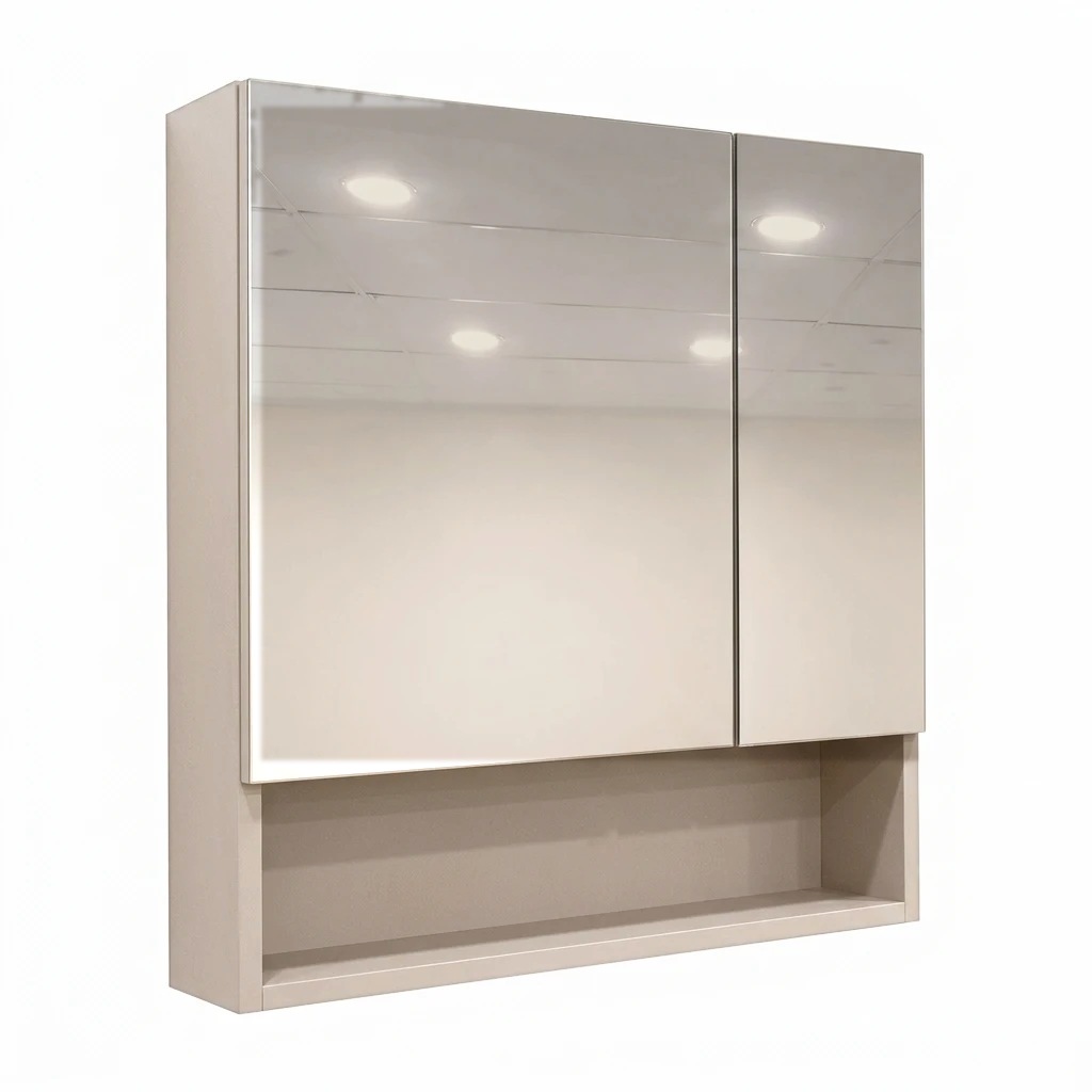 BATHAR Sand Beige Mirror Cabinet with Shelf PMC-7676 view 3