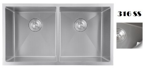EACO 316 Stainless Steel Nano + Honey Comb Kitchen Sink - 316KS-80SS-DB